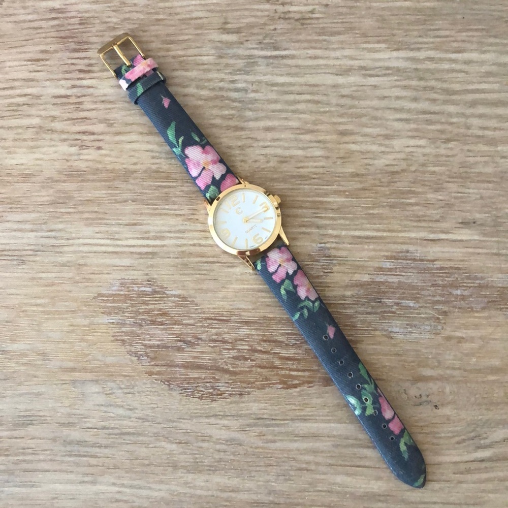 Charming Charlie’s floral and gold watch